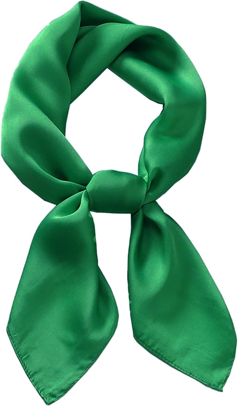 Chung Women's Square Satin Scarf 27.5" Bandanas Solid 50s Retro Neck Scarves Emulation Silk Handbag Hair Ribbons Necktie - Image 1